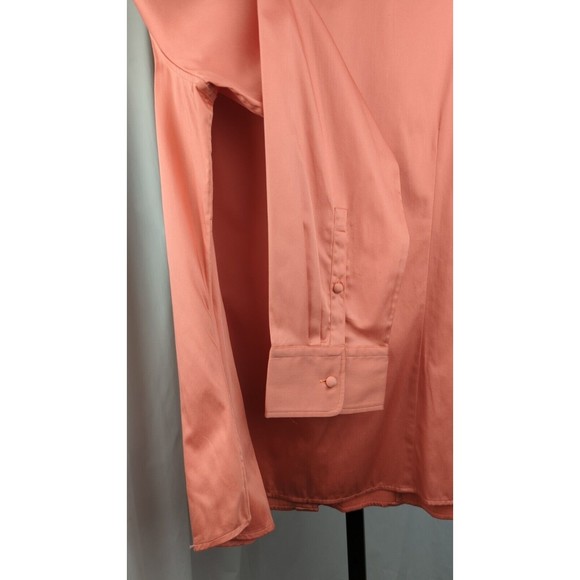 TALBOTS Haberdashery Button Down Top Pink Long Slv Stretch Cotton Sateen 20 - Picture 5 of 7